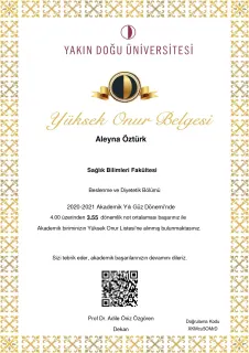 Dyt. Aleyna Öztürk profilinde yer alan galeri fotoğrafı.