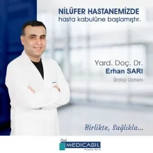 Dr. Öğr. Üyesi Erhan Sarı — Üroloji, Nilüfer, Bursa. Portre fotoğrafı.