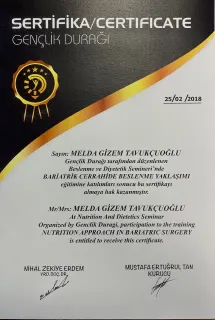 Dyt. Melda Gizem Tavukçuoğlu profilinde yer alan galeri fotoğrafı.