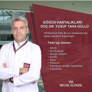 Doç. Dr. Yusuf Taha Güllü — Göğüs Hastalıkları, Bursa. Portre fotoğrafı.