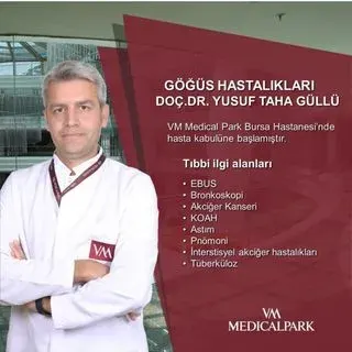 Doç. Dr. Yusuf Taha Güllü — Göğüs Hastalıkları, Bursa. Portre fotoğrafı.